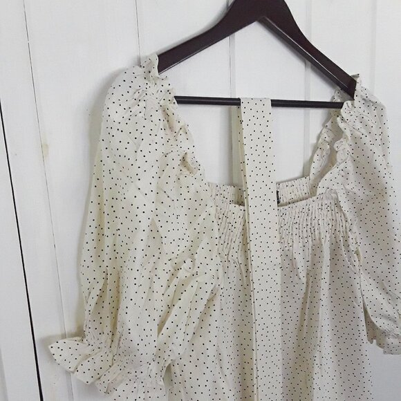 ELOQUII Linen Blend Smocked Ruffle Mini Dress Size 14 - Picture 6 of 11